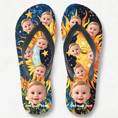 Customized paisley pattern thongs with personalized photos - summer beach sandals