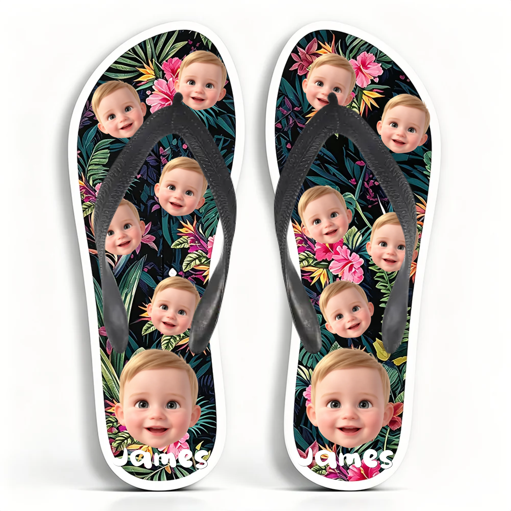 Customizable summer printed slippers - Personalized photos - A gift for your friends or pets