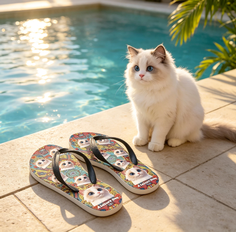 Customized printed flip-flops, customized pictures, summer beach sandals - personalized gifts for you!