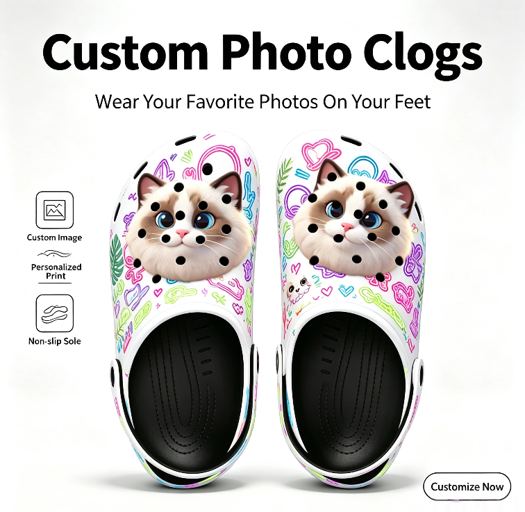 Upload Photos to Customize Y2K Style Printed Casual Slippers - Custom Gift for Goth and Y2K Lovers
