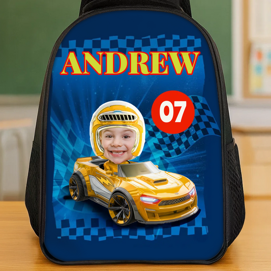 Customized photo backpack - A personalized birthday gift for children - The way to build your own racing car