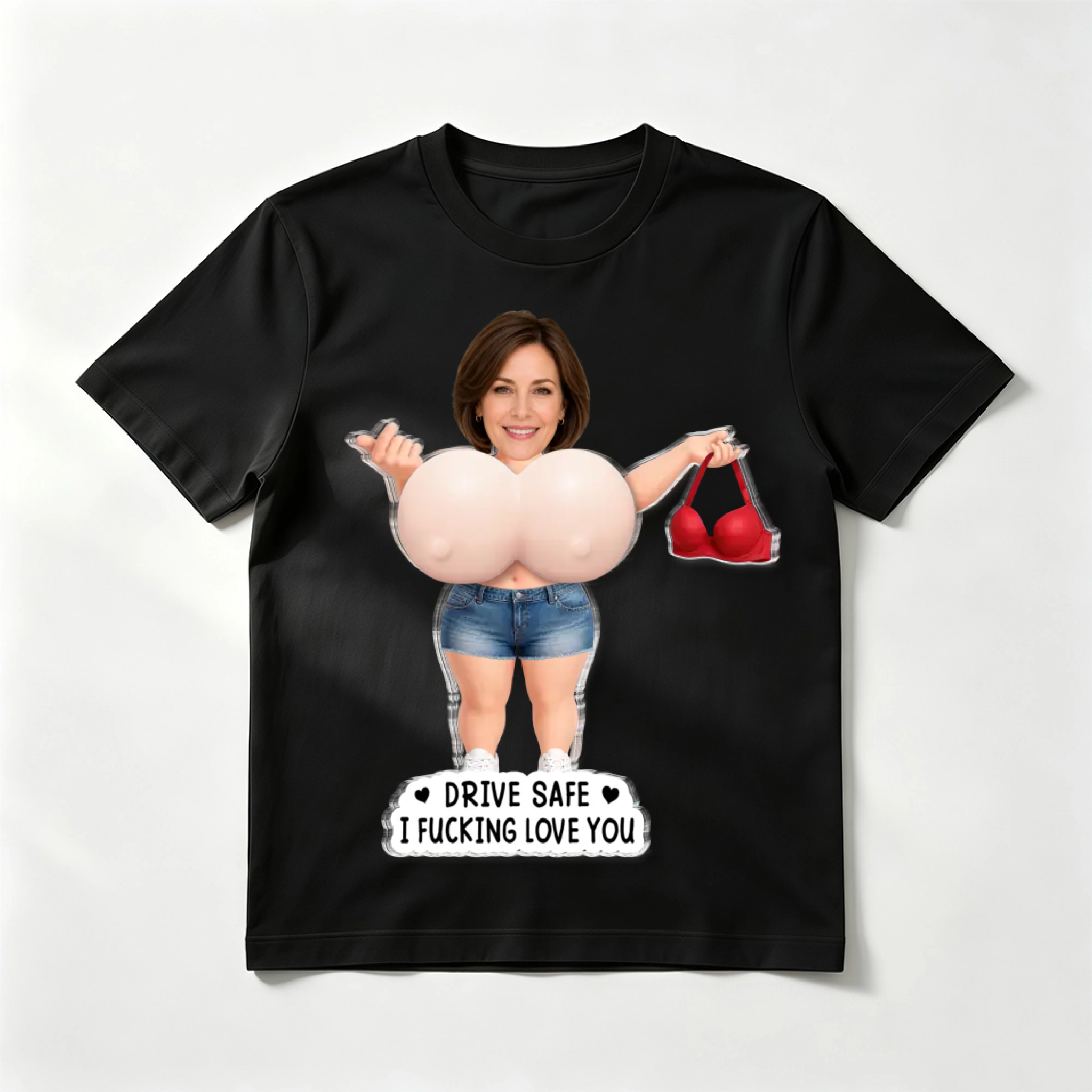Customized cotton short-sleeved photo shirt - Personalized Anniversary Wedding Gifts For Husband And Wife, Him And Her - Squeeze Me, I Miss You