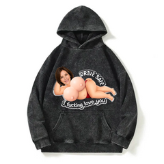 Customized sweatshirt featuring a sexy and humorous couple image- Personalized Anniversary Wedding Gifts For Husband And Wife, Him And Her – Keep Your Eyes On The Road
