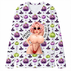 Personalized long-sleeved pajamas - Halloween surprise gift - Sexy and humorous couple image