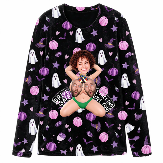 Personalized long-sleeved pajamas - Halloween surprise gift - Sexy and humorous couple double portrait
