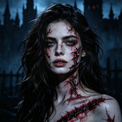 Halloween horror surgical thread wound tattoo sticker