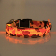 LED Camo Light Up Dog Collar, Glowing Safety Collar for Night Walking, Adjustable Nylon Pet Collar for Small Medium Large Dogs