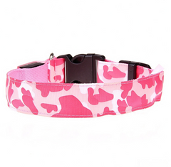 LED Camo Light Up Dog Collar, Glowing Safety Collar for Night Walking, Adjustable Nylon Pet Collar for Small Medium Large Dogs