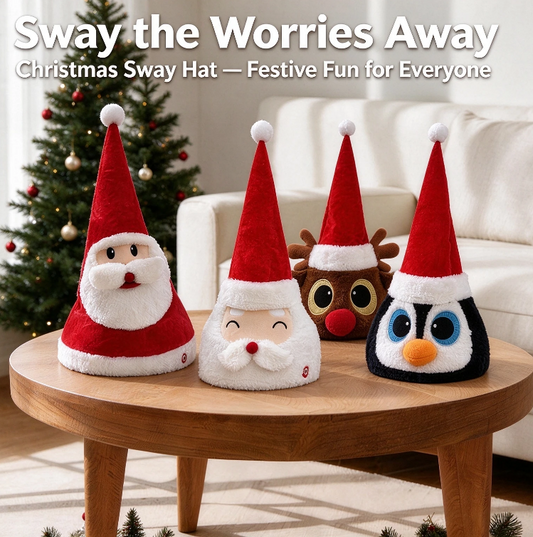 Electric swaying Christmas plush hat, with music and light effects. An interesting holiday prank gift that is suitable for wearing at parties.