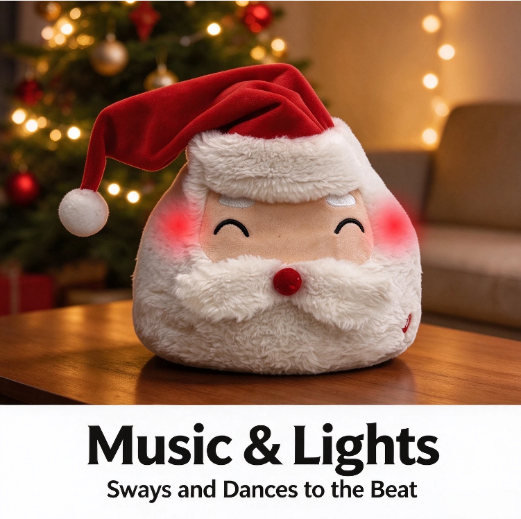 Electric swaying Christmas plush hat, with music and light effects. An interesting holiday prank gift that is suitable for wearing at parties.