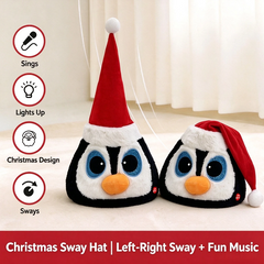 Electric swaying Christmas plush hat, with music and light effects. An interesting holiday prank gift that is suitable for wearing at parties.