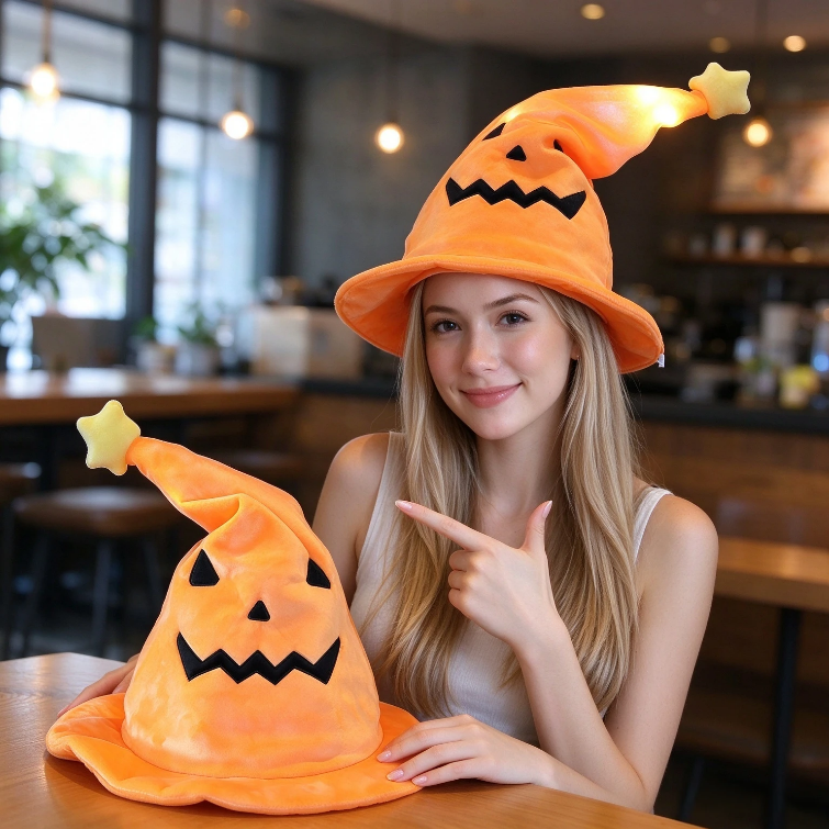 Halloween electric light-up hat, witch's hat for decoration, an interesting prank gift