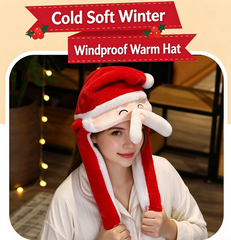 Santa Airbag Plush Hat, Press Ears Move Christmas Santa Hat, Funny Interactive Xmas Party Costume Hat for Adults