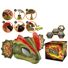 Moving jaw dinosaur mask with roaring sound, animal role-playing mask, Halloween prank funny helmet