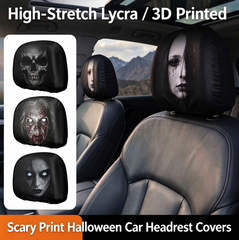 Halloween Grim Reaper Car Headrest Covers Universal Fit Scary Hooded Face
