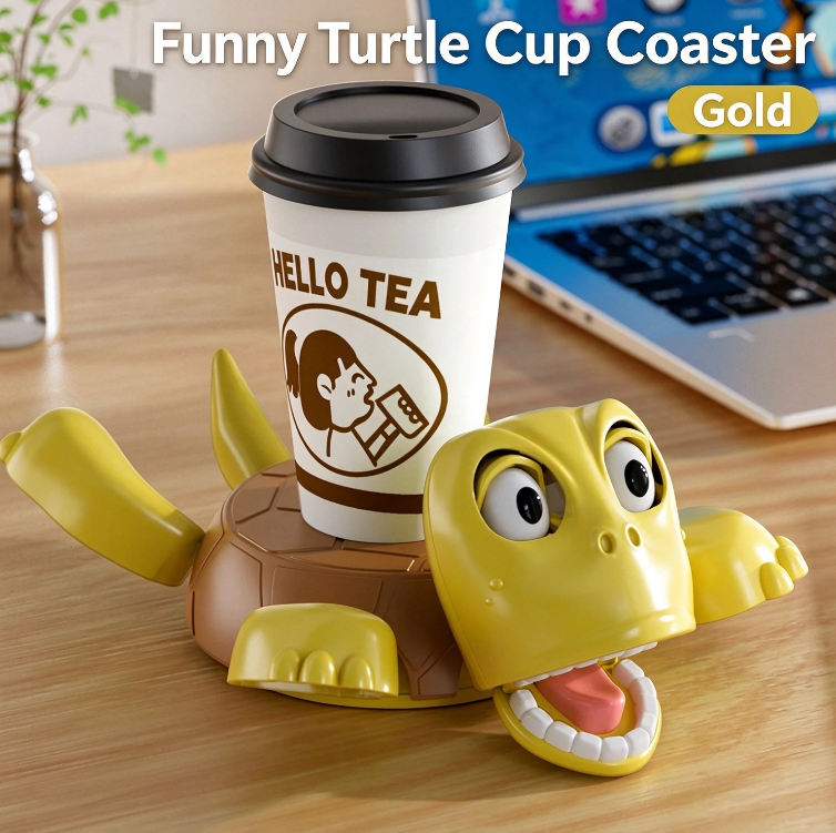 Surprise Pop-up Turtle Prank Cup Coaster, Funny Scare Toy