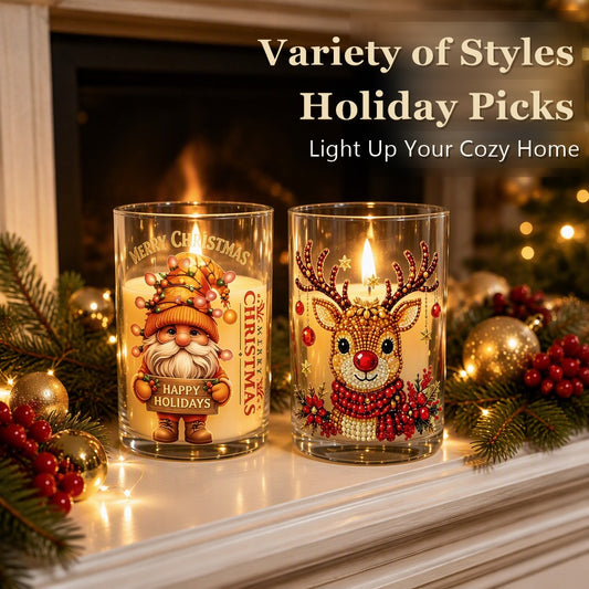 Christmas electronic candle holder -  LED decorative item - Santa Claus, snowman and reindeer pattern gift