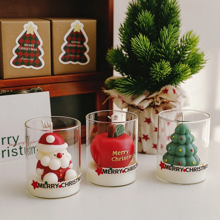 Holiday Cuties: Christmas Bubble Candles in a Glass — Gift-Ready