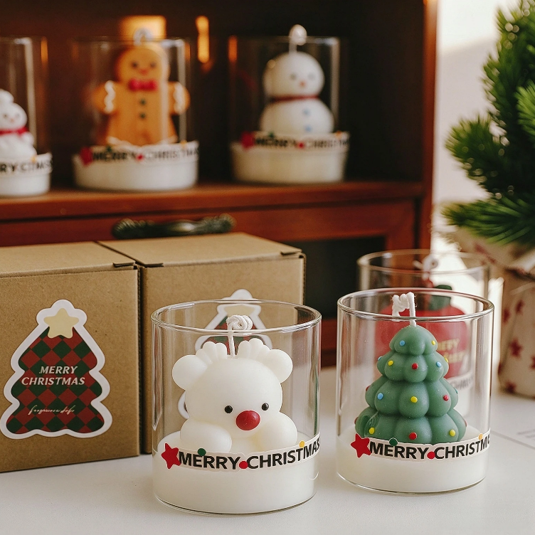 Holiday Cuties: Christmas Bubble Candles in a Glass — Gift-Ready