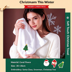 Christmas towel gift box with embroidered gift and cartoon figurines