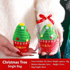 Christmas towel gift box with embroidered gift and cartoon figurines