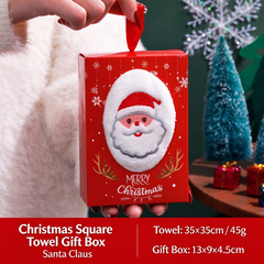 Christmas towel gift box with embroidered gift and cartoon figurines