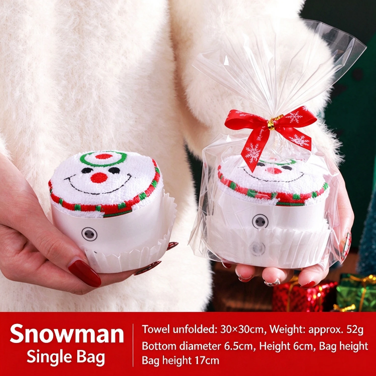 Christmas towel gift box with embroidered gift and cartoon figurines