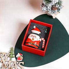 Christmas Santa Ceramic Mug with Lid & Gift Box, Cute 3D Hand-Painted Santa Coffee Cup, Holiday Xmas Gift for Family Friends
