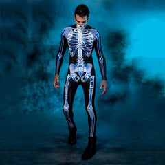 Luminous 3D Skeleton Halloween Bodycon Set, suitable for wearing at horror-themed parties.