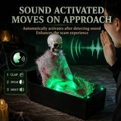 Halloween voice-controlled coffin skeleton motion props