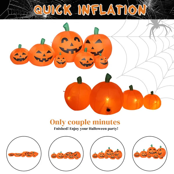 7 ft inflatable pumpkin garland with LED string lights - product photo 4 of 6