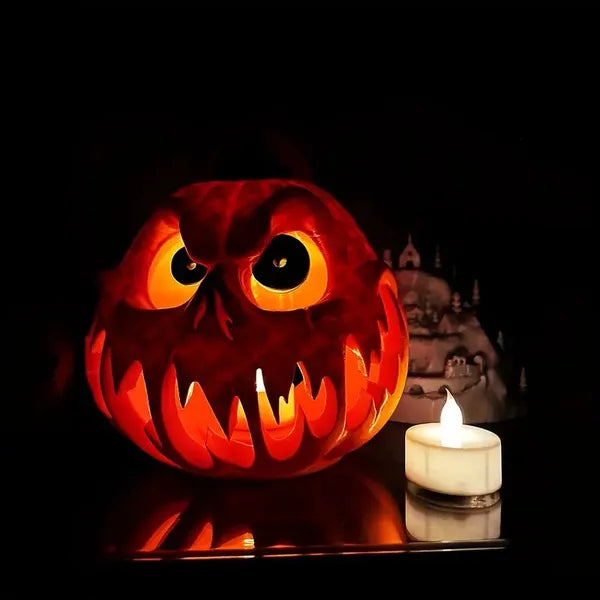 resin skull-headed pumpkin light, 7.88 inch, warm glow One Size