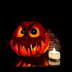 resin skull-headed pumpkin light, 7.88 inch, warm glow One Size