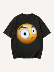 Men's Side-Eye Suspicious Emoji Graphic Short Sleeve T-Shirt