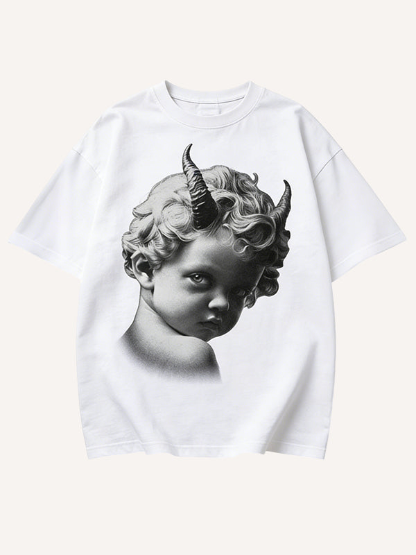 Vintage Devil Horn Cherub Graphic T-Shirt