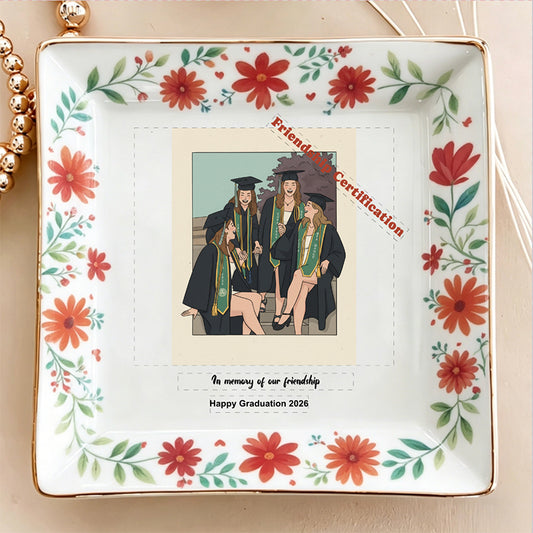 Custom Graduation Friendship Jewelry Dish - Personalized 2026 Class Photo Keepsake Tray