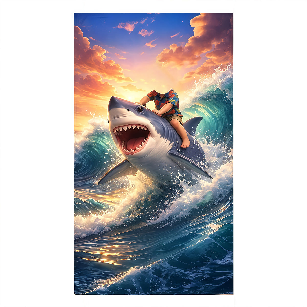 Personalized Shark Beach Towel, Custom Kids Pool Towels with Name, Summer Gift for Boys.