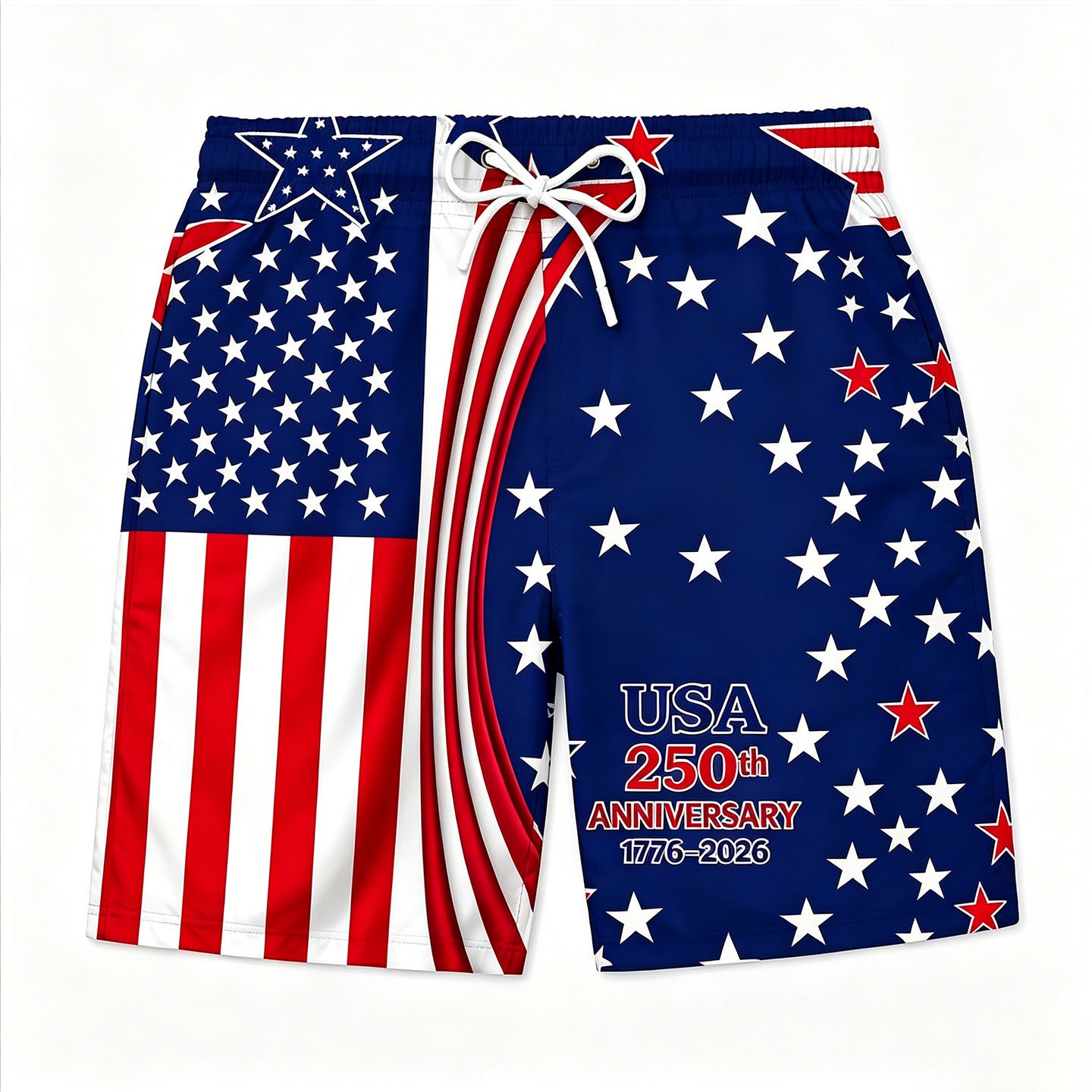 USA 250th Anniversary Split American Flag Board Shorts