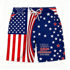 USA 250th Anniversary Split American Flag Board Shorts