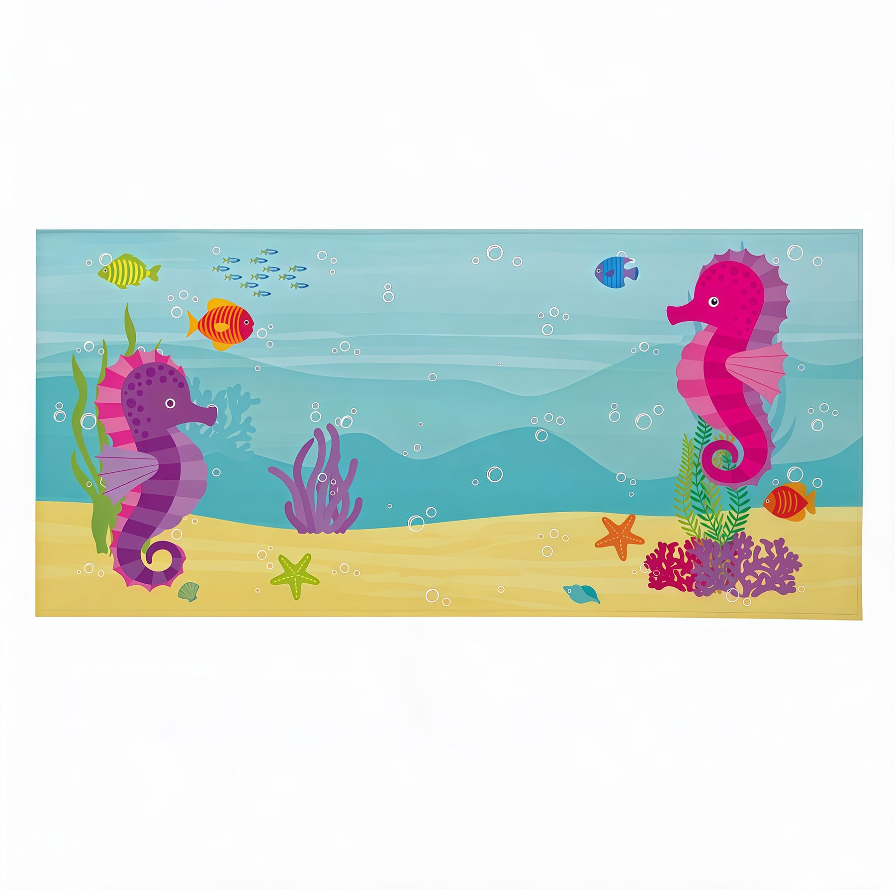 Vibrant Seahorse Underwater World Kids' 30x60 Beach Towel
