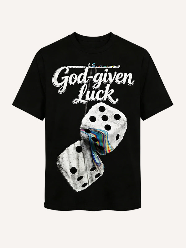 Vintage "God-given Luck" Melting Dice Graphic T-Shirt