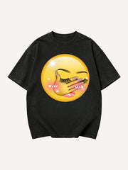 Men's Hands Covering Face Blushing Emoji Graphic Short Sleeve T-Shirt