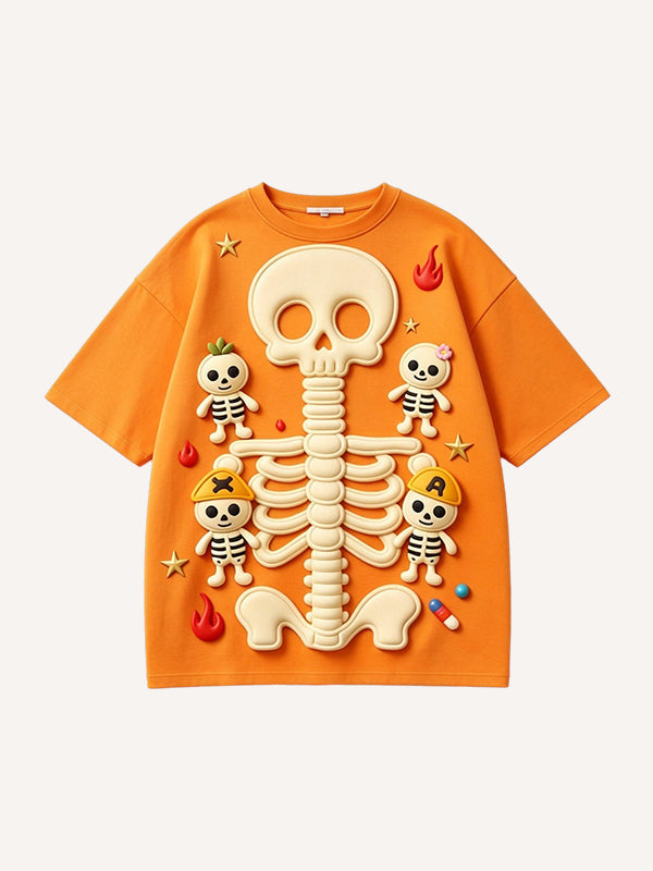 Cute Skeleton & Mini Dolls Graphic T-Shirt