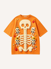Cute Skeleton & Mini Dolls Graphic T-Shirt