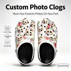 Tropical Floral Print Clogs for Men Women, Summer Palm Leaf Flower Slip On Garden Beach Slides