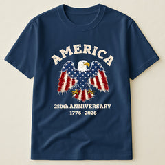 1776-2026 USA 250th Anniversary Patriotic T-Shirt, Distressed American Flag Eagle Independence Day Shirt