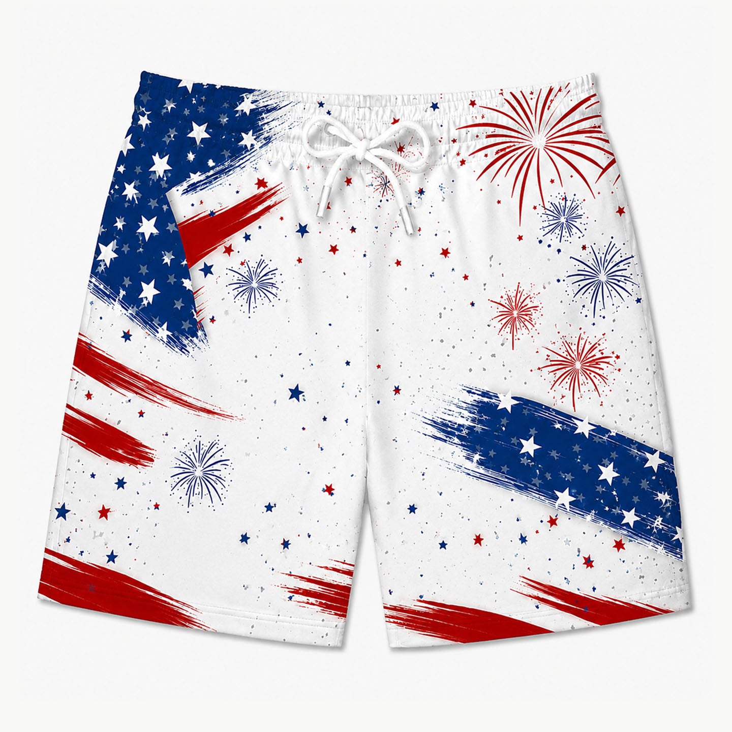 4th of July Patriotic Star Firework Brushstroke Board Shorts