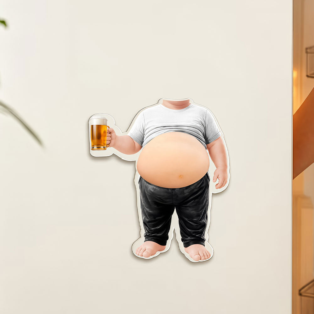 Cartoon Beer Belly Guy Standing With Beer Glass Fridge Magnet
