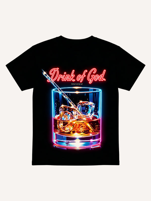 Unisex Neon Drink of God Whiskey On The Rocks Graphic Tee