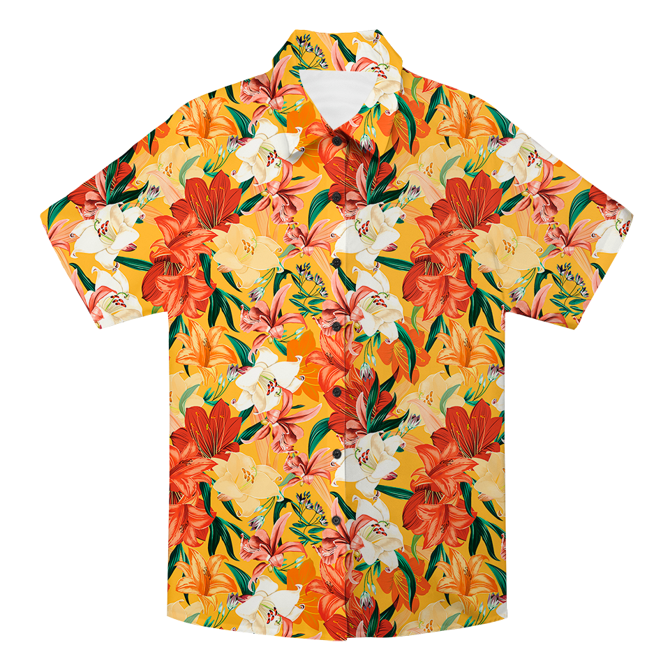 Custom Photo Hawaiian Shirt – Personalized Pink Hibiscus & Tropical Leaf Tee – Unique DIY Summer Vacation Party Gift
